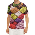 Colorful Wool Yarns Print Men's Short Sleeve Rash Guard