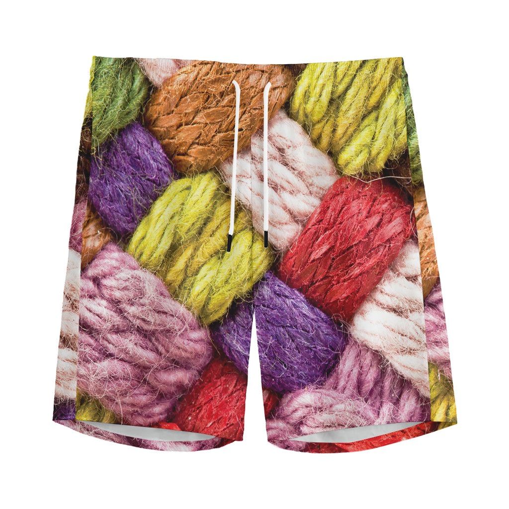 Colorful Wool Yarns Print Men's Sports Shorts