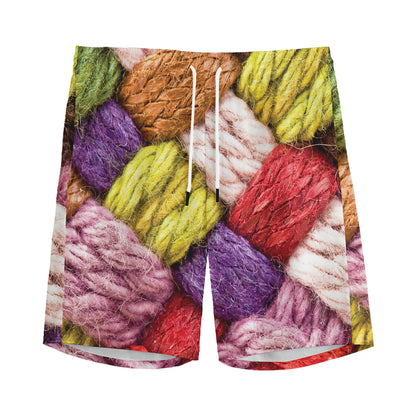 Colorful Wool Yarns Print Men's Sports Shorts