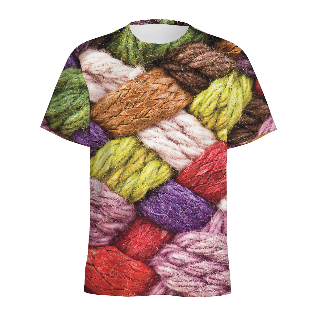 Colorful Wool Yarns Print Men's Sports T-Shirt