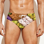 Colorful Wool Yarns Print Men's Swim Briefs
