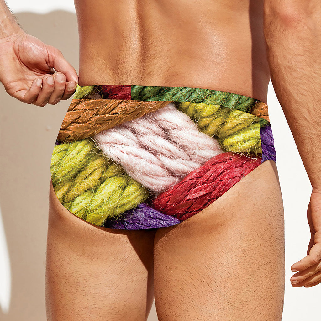 Colorful Wool Yarns Print Men's Swim Briefs