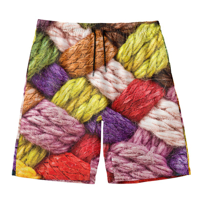 Colorful Wool Yarns Print Men's Swim Trunks