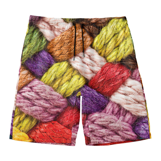 Colorful Wool Yarns Print Men's Swim Trunks