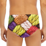 Colorful Wool Yarns Print Men's Triangle Swim Briefs