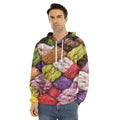 Colorful Wool Yarns Print Men's Velvet Pullover Hoodie