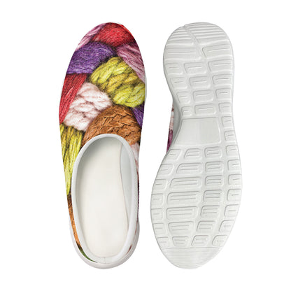 Colorful Wool Yarns Print Mesh Casual Shoes