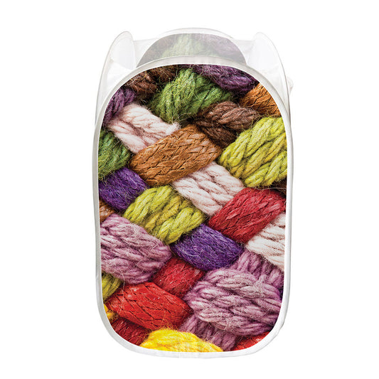Colorful Wool Yarns Print Mesh Laundry Hamper