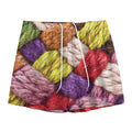 Colorful Wool Yarns Print Mesh Shorts