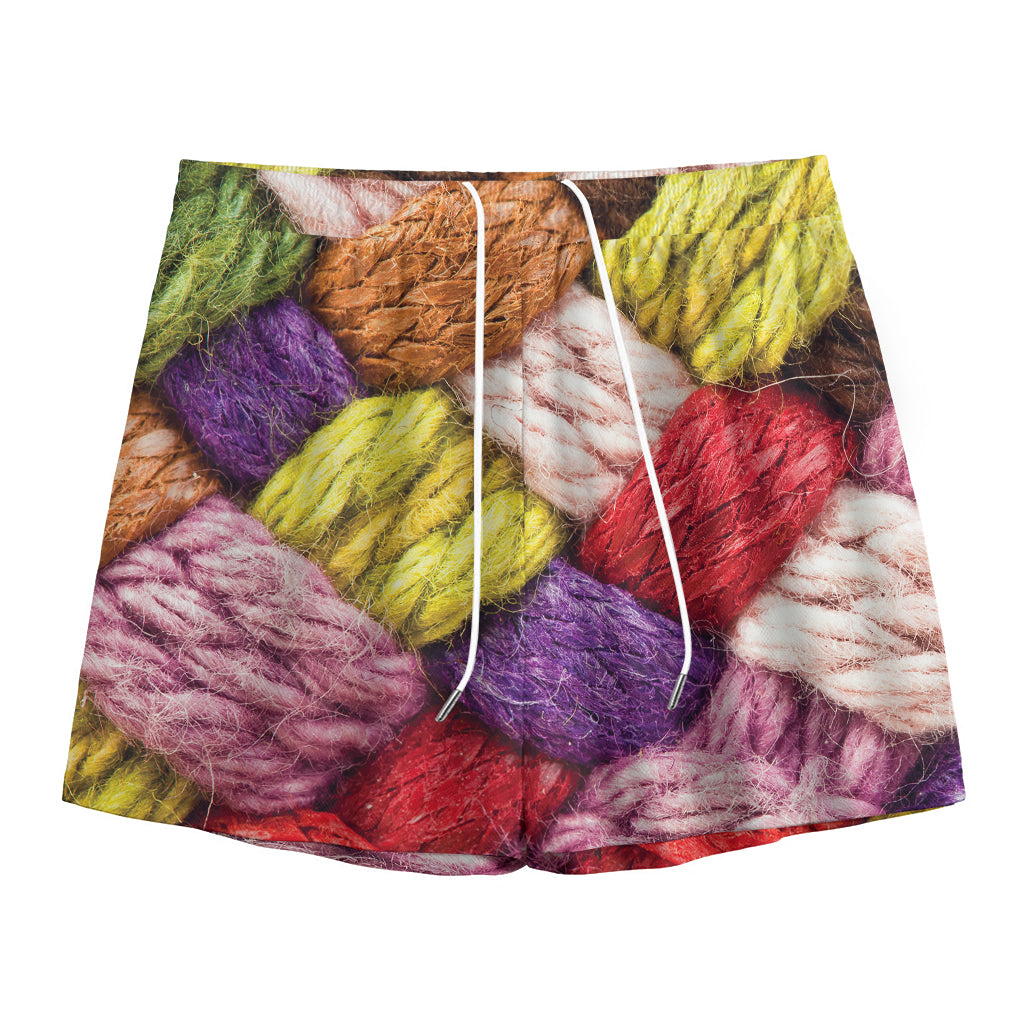 Colorful Wool Yarns Print Mesh Shorts