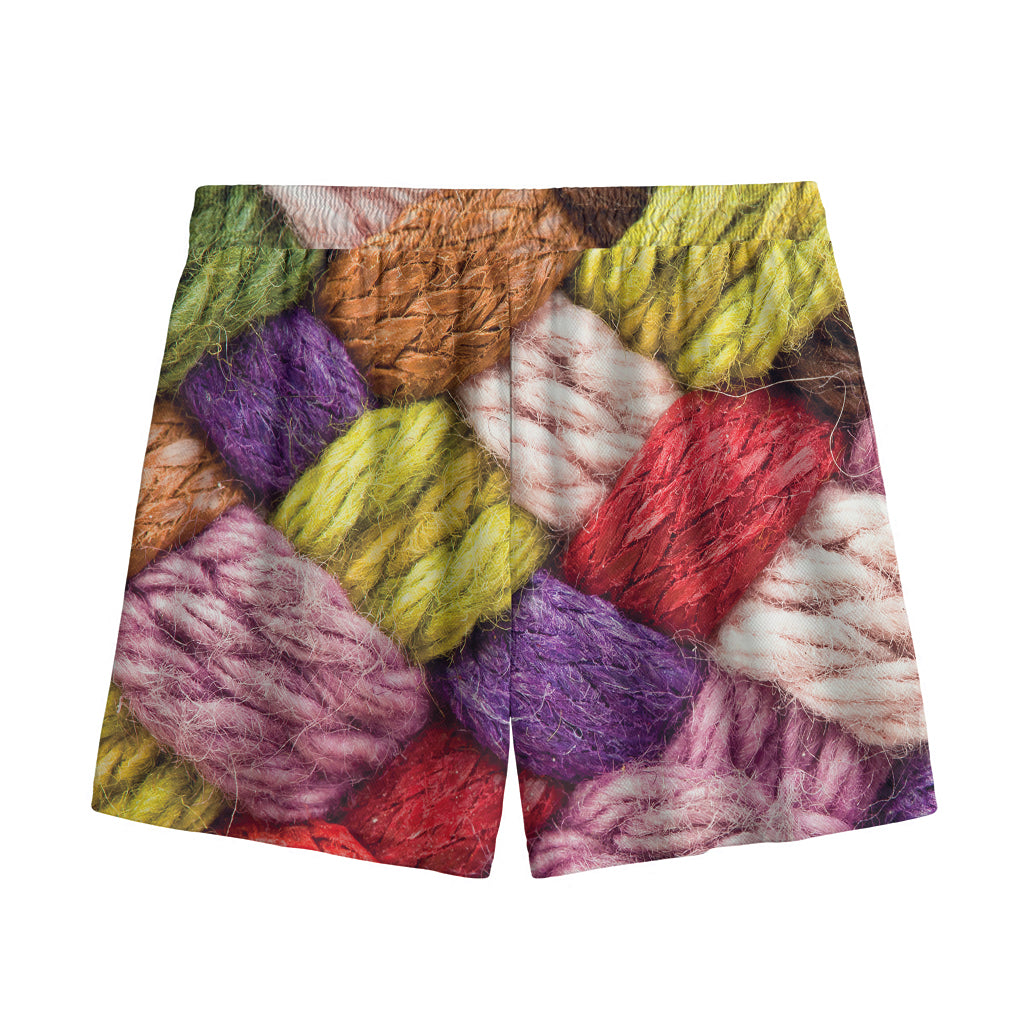 Colorful Wool Yarns Print Mesh Shorts