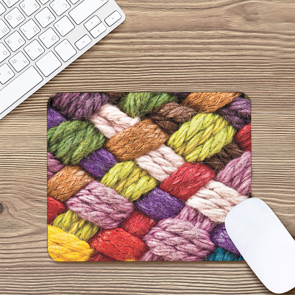 Colorful Wool Yarns Print Mouse Pad