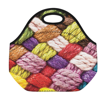 Colorful Wool Yarns Print Neoprene Lunch Bag