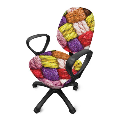Colorful Wool Yarns Print Office Chair Cover