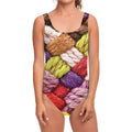 Colorful Wool Yarns Print One Piece Swimsuit