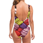Colorful Wool Yarns Print One Piece Swimsuit