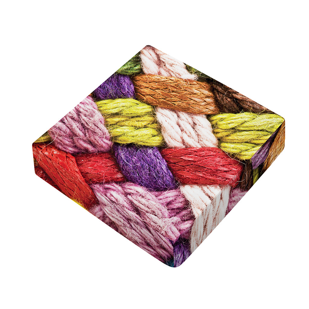 Colorful Wool Yarns Print Outdoor Seat Cushion Cover
