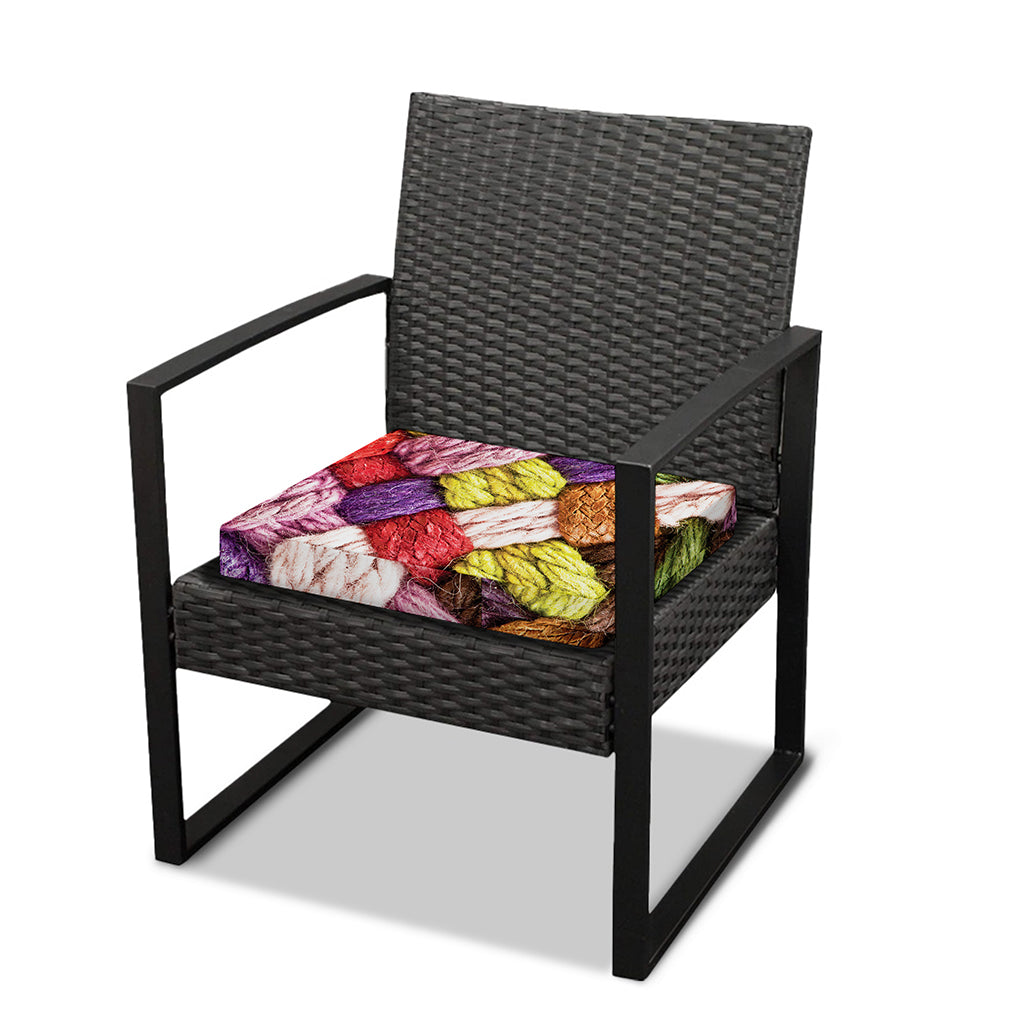 Colorful Wool Yarns Print Outdoor Seat Cushion Cover