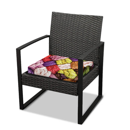 Colorful Wool Yarns Print Outdoor Seat Cushion Cover