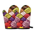 Colorful Wool Yarns Print Oven Mitts