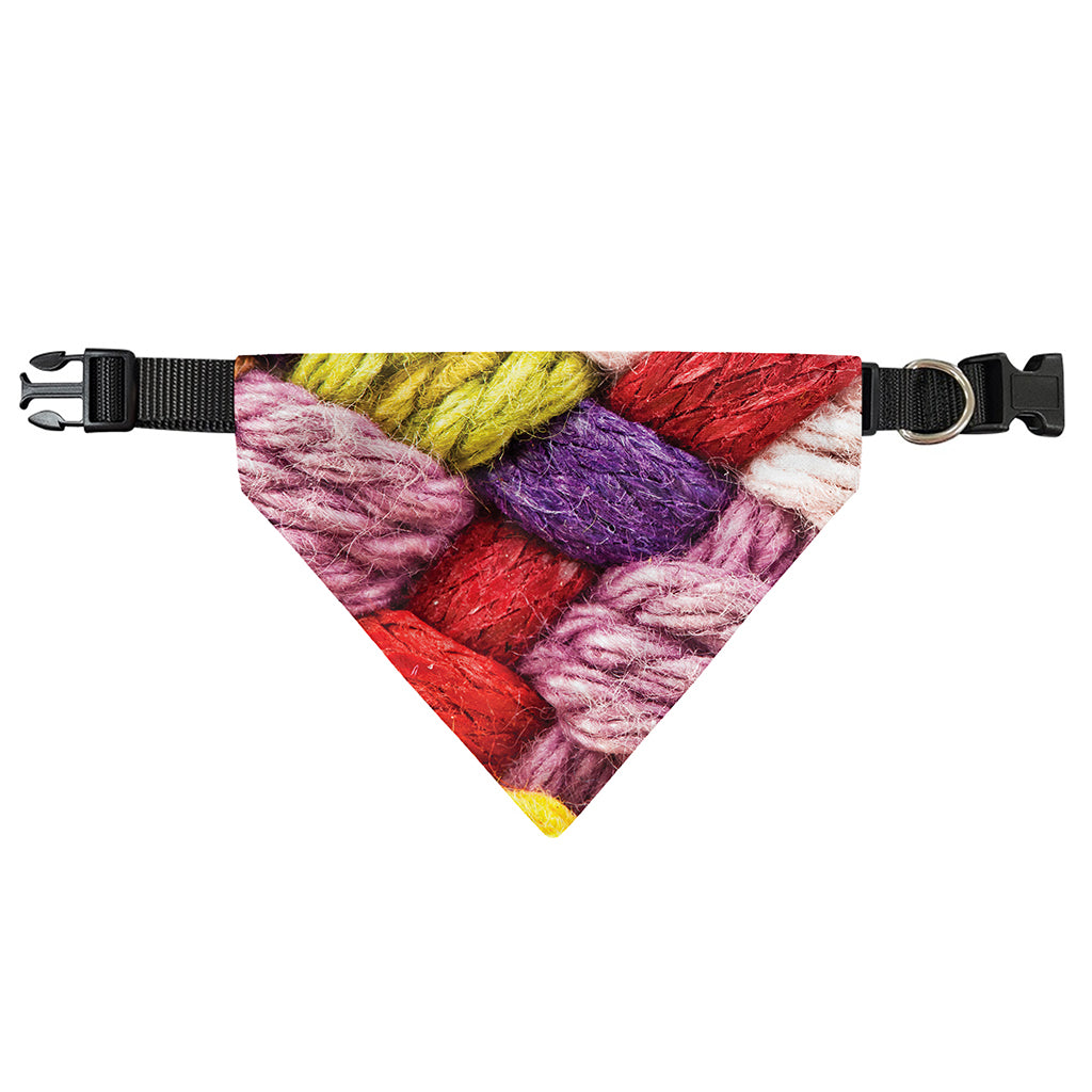 Colorful Wool Yarns Print Over The Collar Dog Bandana