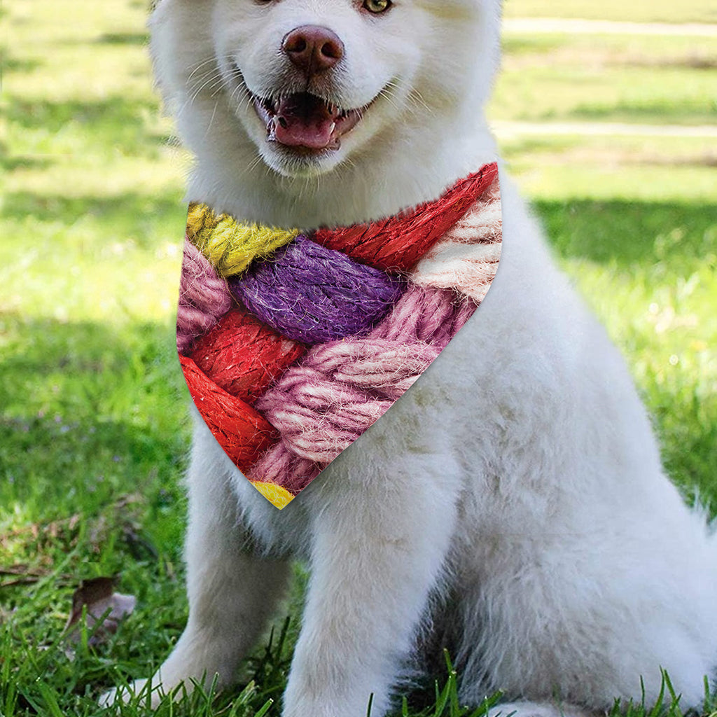 Colorful Wool Yarns Print Over The Collar Dog Bandana