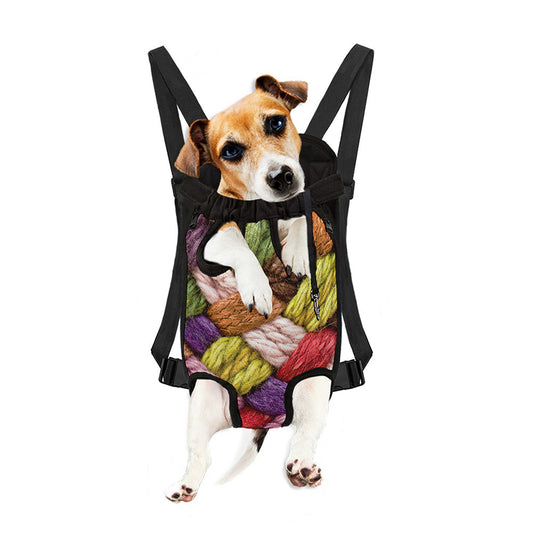 Colorful Wool Yarns Print Pet Carrier Backpack