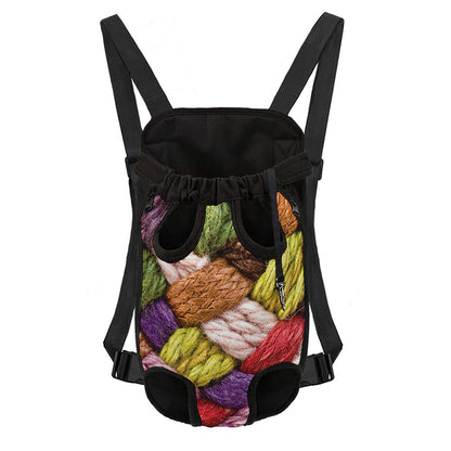 Colorful Wool Yarns Print Pet Carrier Backpack