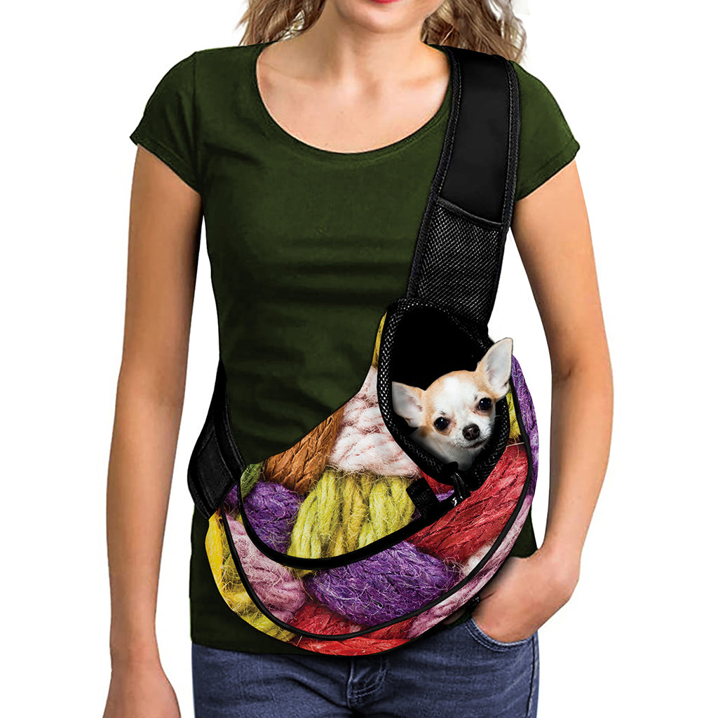 Colorful Wool Yarns Print Pet Sling Carrier