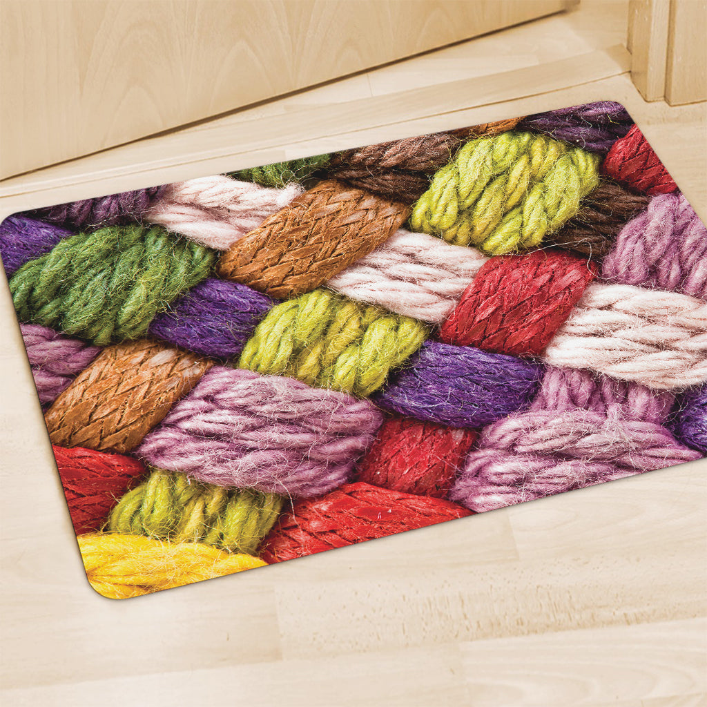 Colorful Wool Yarns Print Polyester Doormat