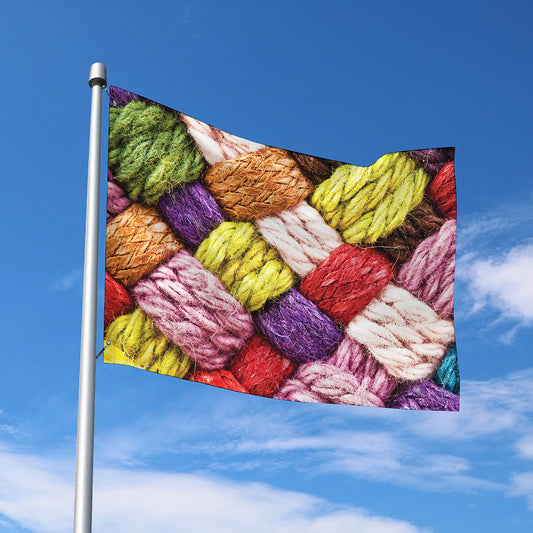 Colorful Wool Yarns Print Polyester Flag
