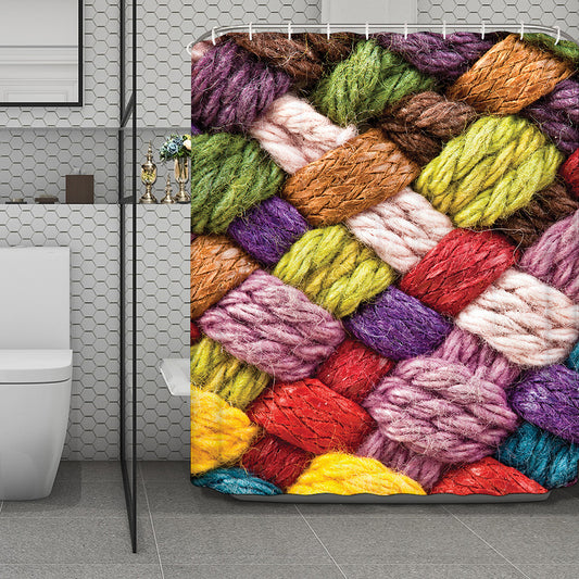 Colorful Wool Yarns Print Polyester Shower Curtain