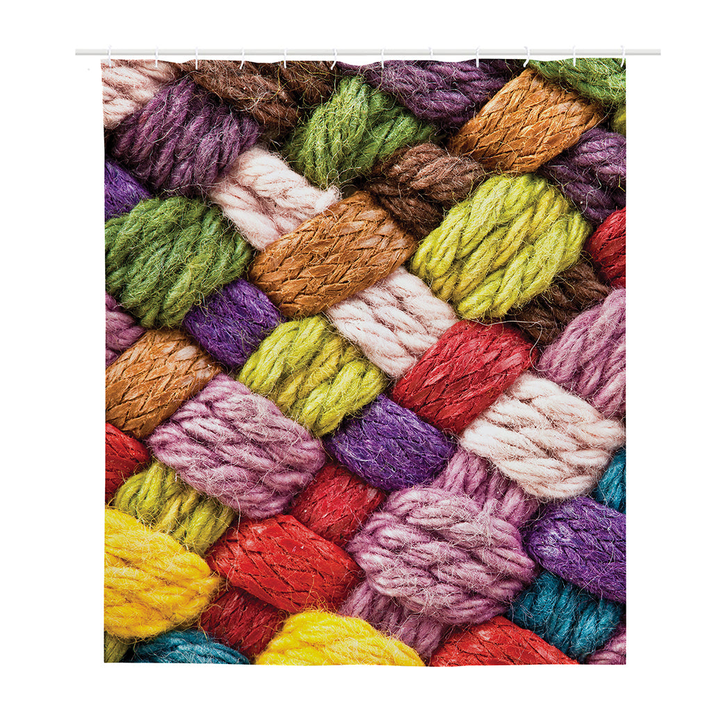 Colorful Wool Yarns Print Polyester Shower Curtain