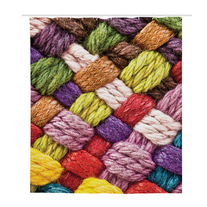 Colorful Wool Yarns Print Polyester Shower Curtain