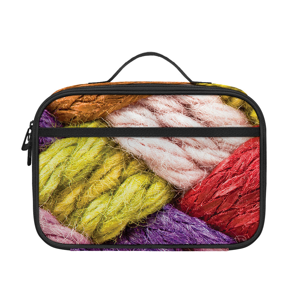 Colorful Wool Yarns Print Portable Lunch Bag