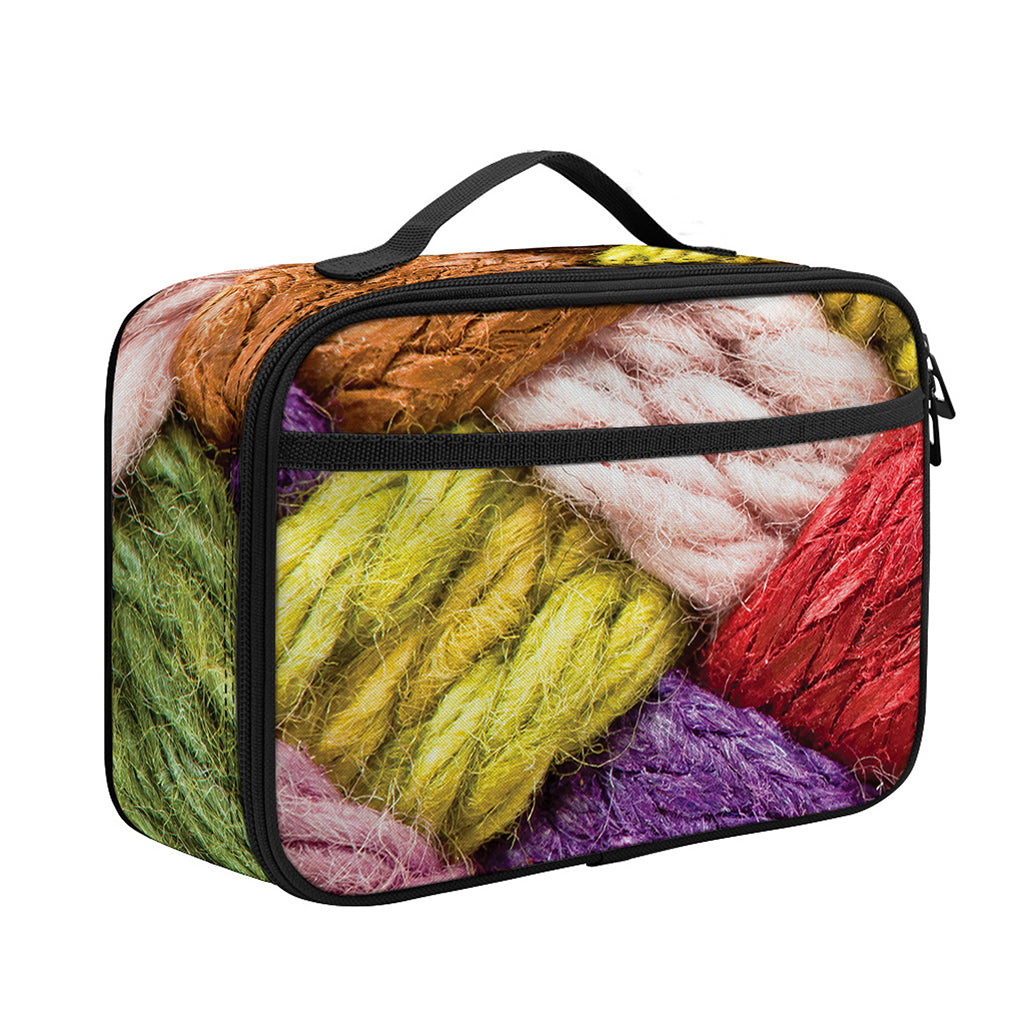 Colorful Wool Yarns Print Portable Lunch Bag