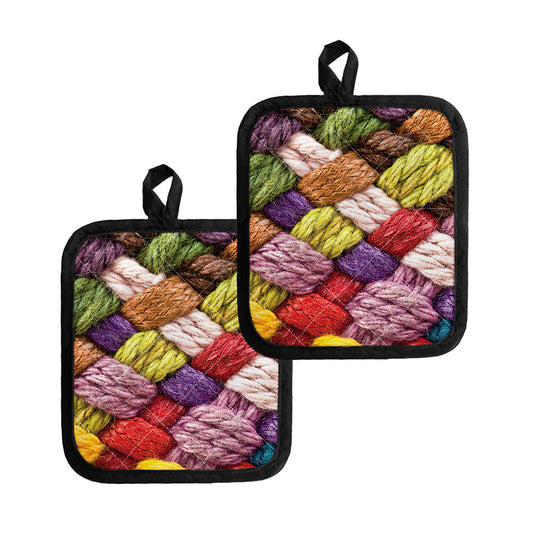 Colorful Wool Yarns Print Pot Holders