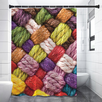 Colorful Wool Yarns Print Premium Shower Curtain