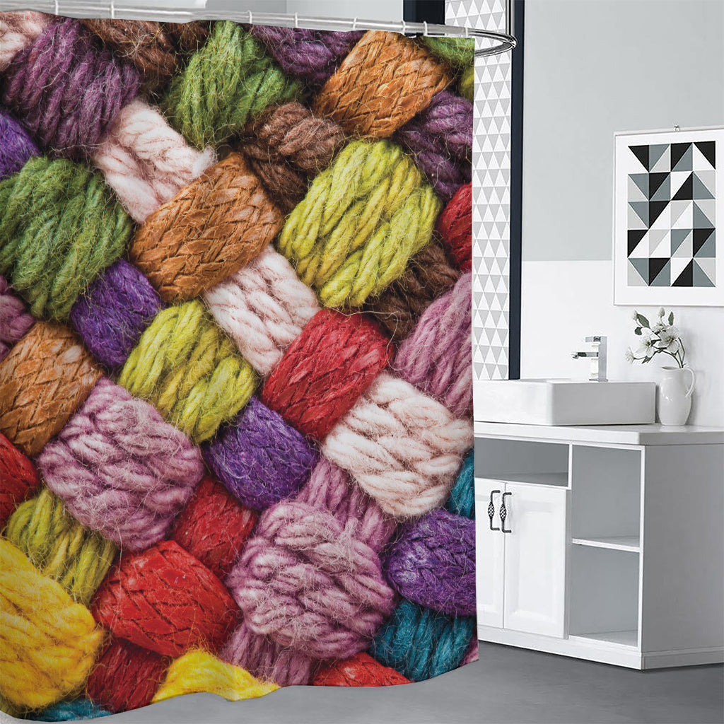 Colorful Wool Yarns Print Premium Shower Curtain