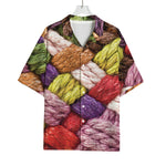 Colorful Wool Yarns Print Rayon Hawaiian Shirt