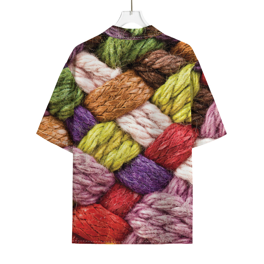 Colorful Wool Yarns Print Rayon Hawaiian Shirt