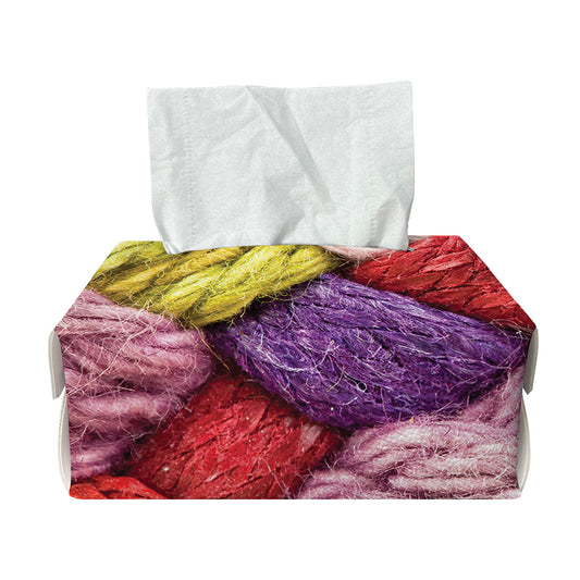 Colorful Wool Yarns Print Rectangle Tissue Box Cover