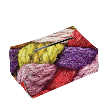Colorful Wool Yarns Print Rectangle Tissue Box Cover