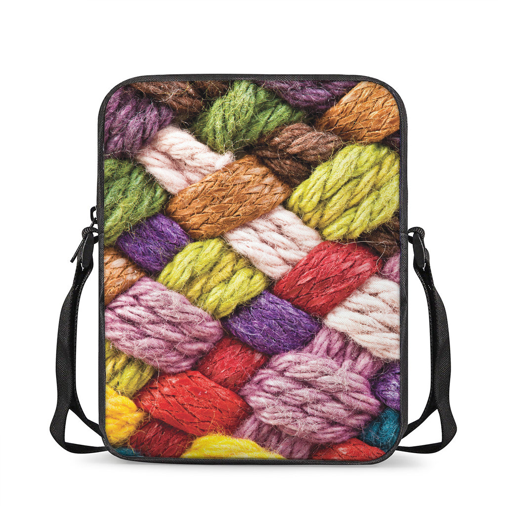 Colorful Wool Yarns Print Rectangular Crossbody Bag