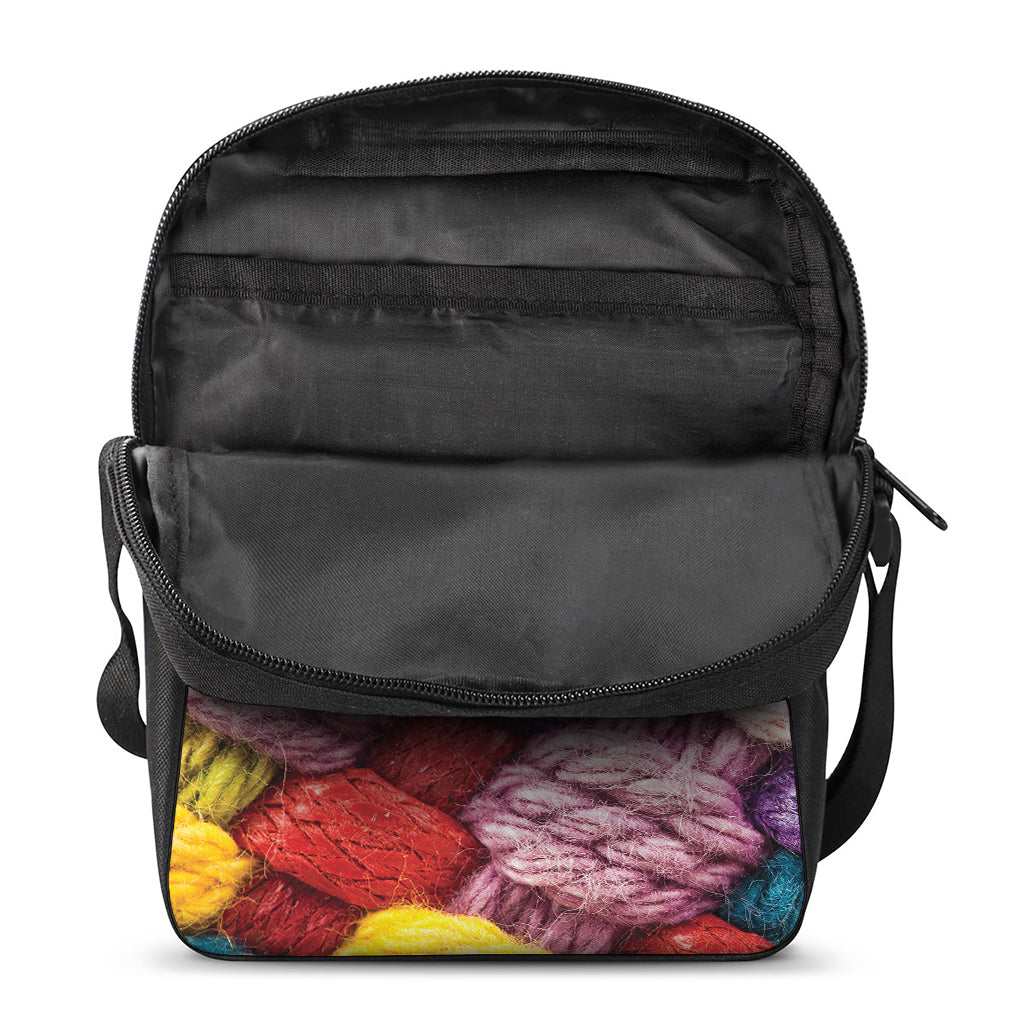 Colorful Wool Yarns Print Rectangular Crossbody Bag