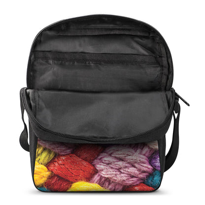 Colorful Wool Yarns Print Rectangular Crossbody Bag
