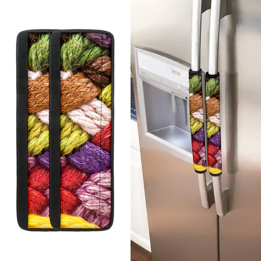 Colorful Wool Yarns Print Refrigerator Handle Covers