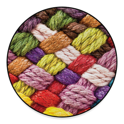 Colorful Wool Yarns Print Round Floor Mat