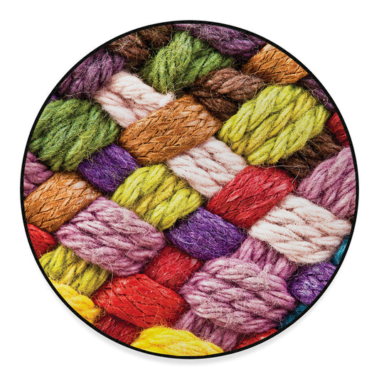 Colorful Wool Yarns Print Round Floor Mat