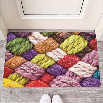 Colorful Wool Yarns Print Rubber Doormat